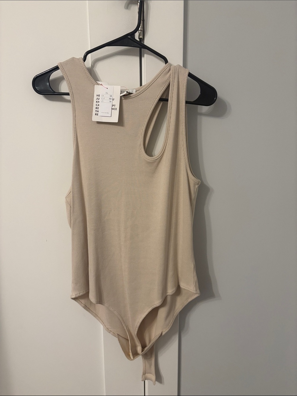 Topshop Ribbed Sleeveless Bodysuit in Beige